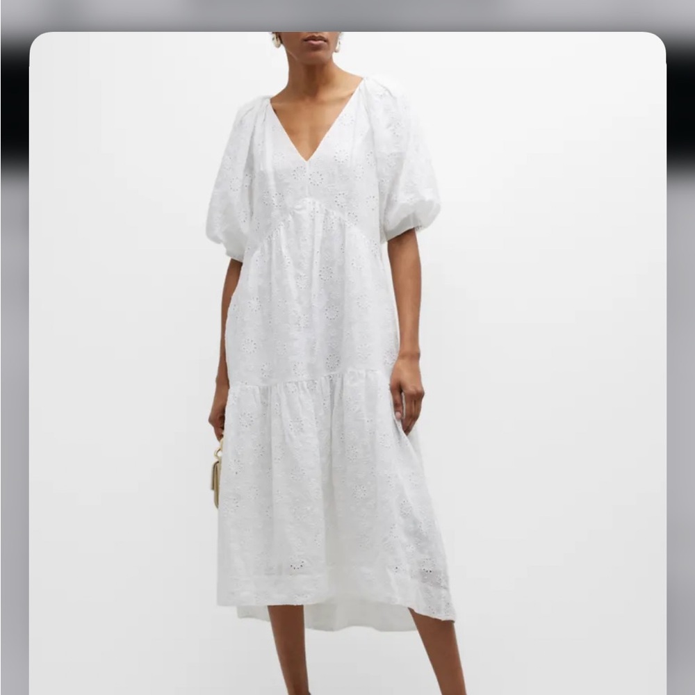 Frame White Eyelet Midi Dress